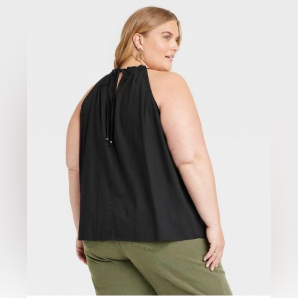 NWT Knox Rose™ Women's Woven Halter Tank Top Black - Picture 2 of 4
